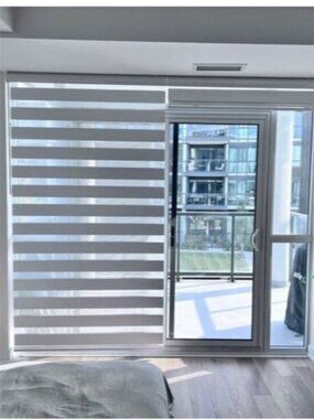Zebra Alternating Window Patio blinds price for both, 1 damage free 32" x7' gret